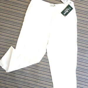 White Linen Crop Pants sz 10 LL BEAN